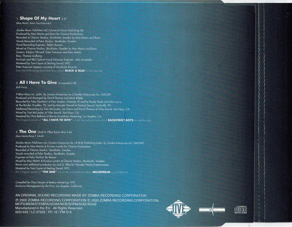 Backstreet Boys : Shape Of My Heart (CD, Single)