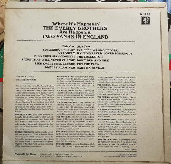 Everly Brothers : Two Yanks In England (LP, Album, Mono)