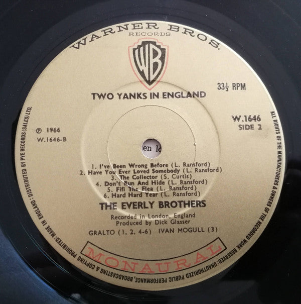 Everly Brothers : Two Yanks In England (LP, Album, Mono)
