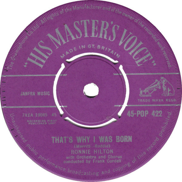 Ronnie Hilton : The Moonraker's Song (7", Single)