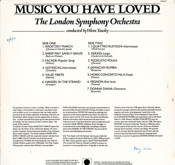 London Symphony Orchestra Conducted By Vilem Tausky : Music You Have Loved (LP, Album)