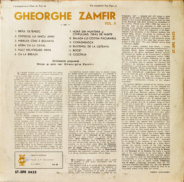 Gheorghe Zamfir : L'Extraordinaire Flûte De Pan De Gheorghe Zamfir = The Wonderful Pan-Pipe Of Gheorghe Zamfir Vol. II (LP, Album, /71)