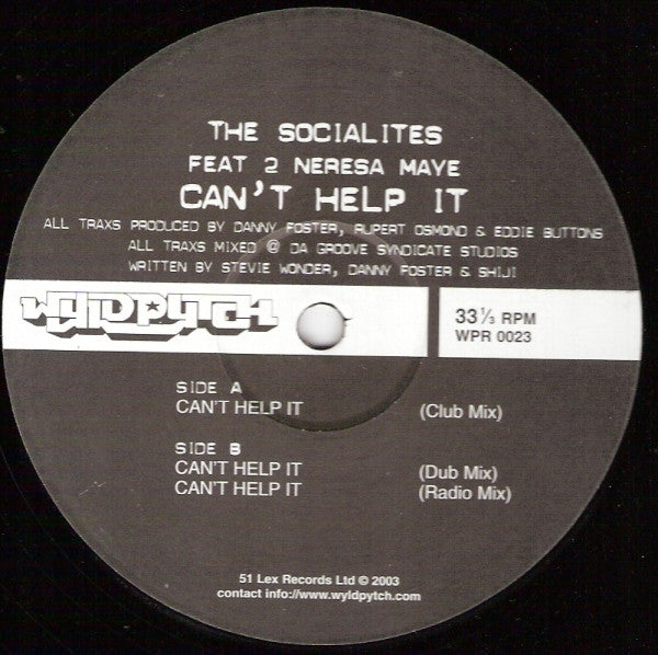 The Socialites Feat. Neresa Maye : Can't Help It (12")