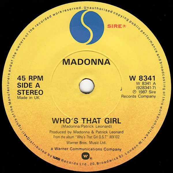 Madonna : Who's That Girl (7", Single, Yel)