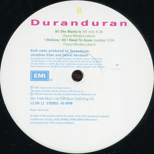 Duran Duran : All She Wants Is (Euro Dub Mix) (12")