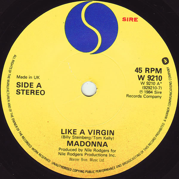 Madonna : Like A Virgin / Stay (7", Single, Pap)