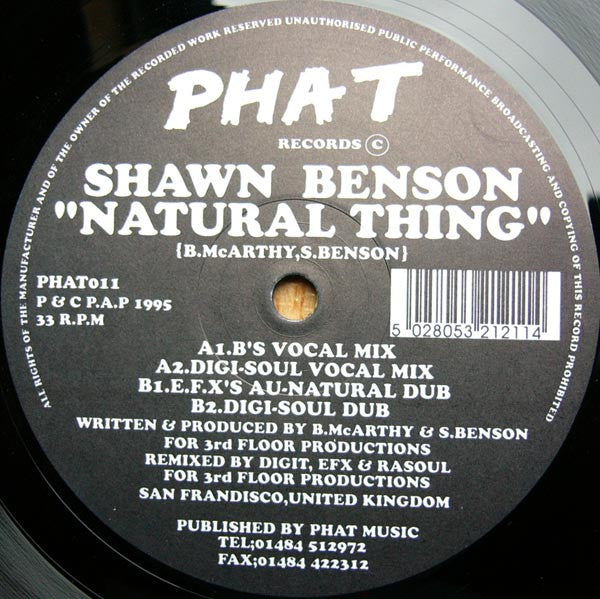 Shawn Benson : Natural Thing (12")