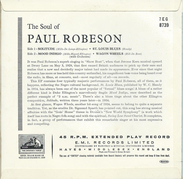 Paul Robeson : The Soul Of Paul Robeson (7", EP, Mono)