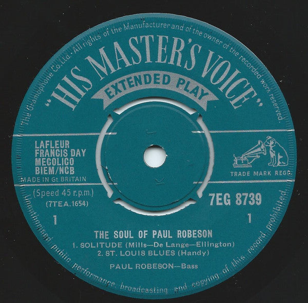 Paul Robeson : The Soul Of Paul Robeson (7", EP, Mono)