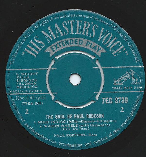 Paul Robeson : The Soul Of Paul Robeson (7", EP, Mono)