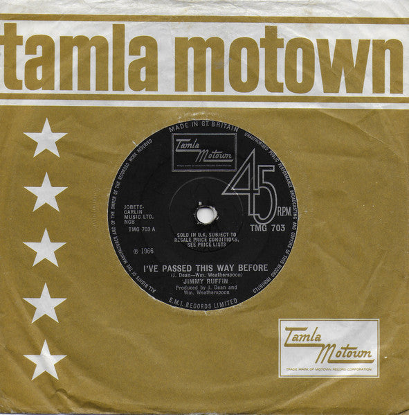 Jimmy Ruffin : I've Passed This Way Before (7", Single, Mono, RE, Sol)