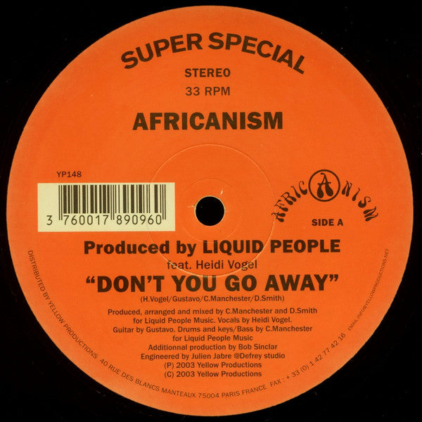 Africanism By Liquid People Feat. Heidi Vogel : Don't You Go Away (12")