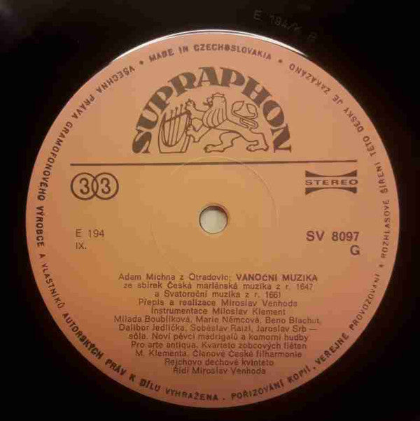 František Xaver Brixi / Adam Václav Michna z Otradovic : Missa Pastoralis / Vánoční Muzika (LP, RP, Ora)