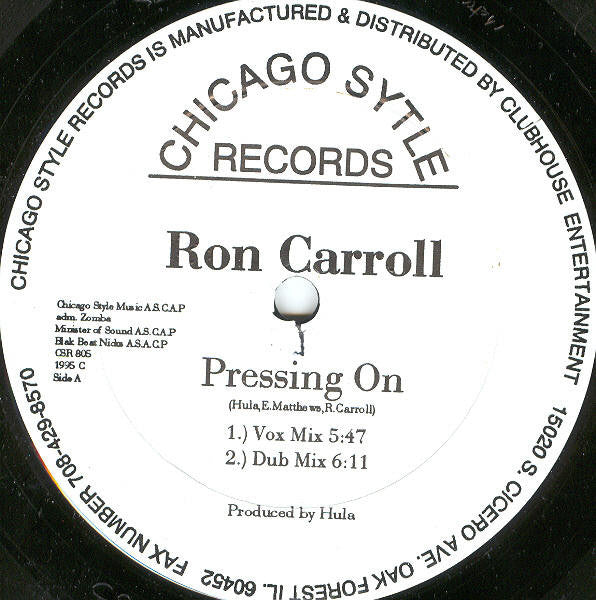 Ron Carroll : Pressing On (12")