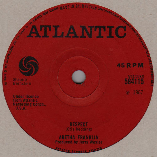 Aretha Franklin : Respect  (7", Single, Sol)