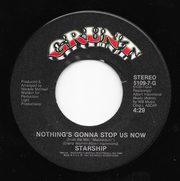 Starship (2) : Nothing's Gonna Stop Us Now  (7", Single, Dia)