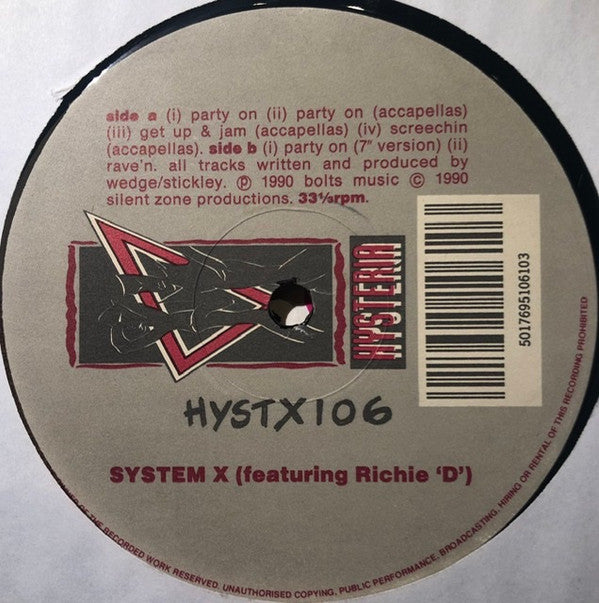 System X (4) : Party On (12")