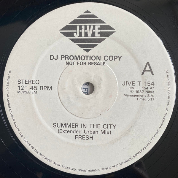 Fresh (21) : Summer In The City (12", Promo)