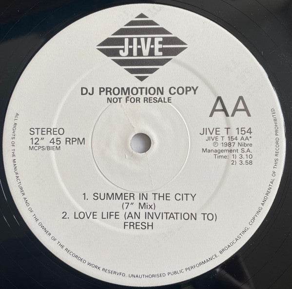 Fresh (21) : Summer In The City (12", Promo)