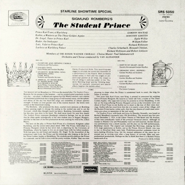 Gordon MacRae, Dorothy Kirsten, Sigmund Romberg, Van Alexander : The Student Prince (LP, Album)