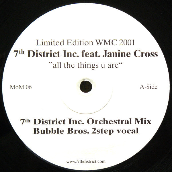 7th District Inc. Feat. Janine Cross : All The Things U Are (12", Ltd)