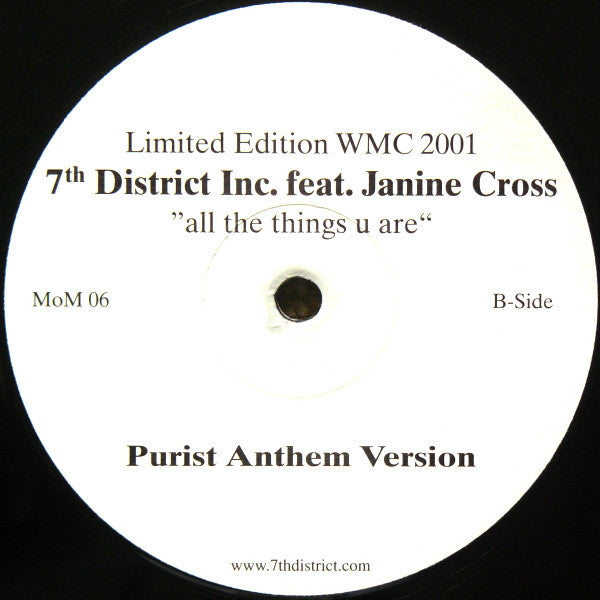 7th District Inc. Feat. Janine Cross : All The Things U Are (12", Ltd)