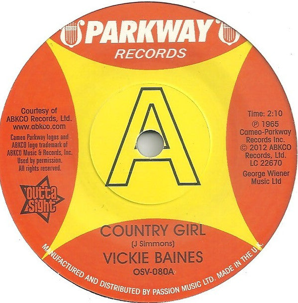 Vicki Baines : Country Girl / Are You Kidding (7", Single, Promo, RE)