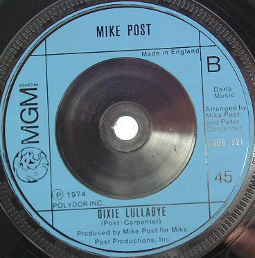 Mike Post : The Rockford Files (7", Single, Blu)