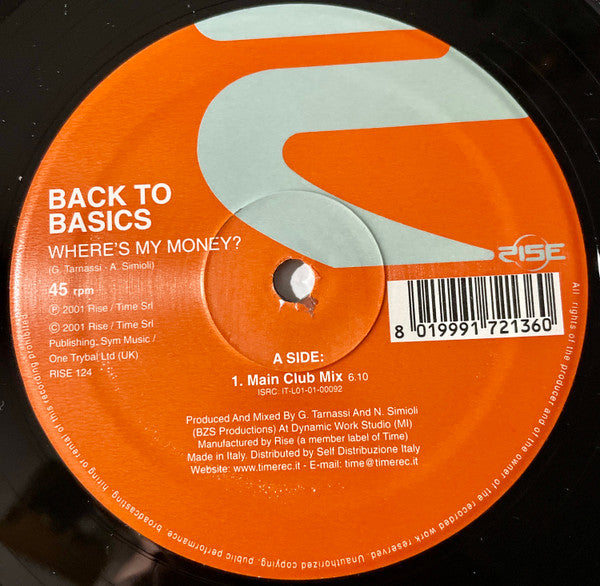 Back To Basics : Where's My Money? (12")
