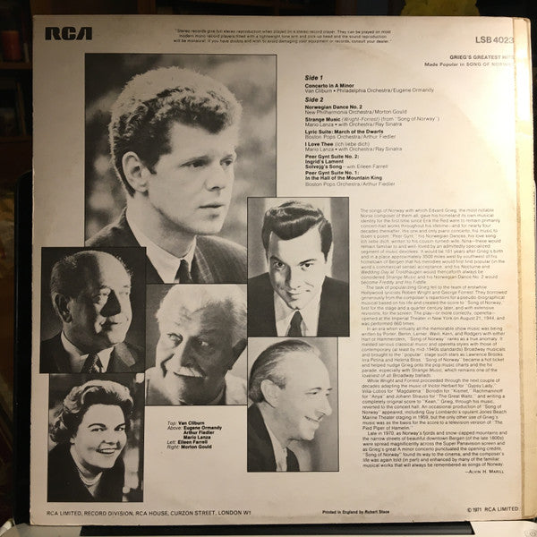 Edvard Grieg, Various : Grieg's Greatest Hits Made Popular in Songs of Norway (LP, Comp)