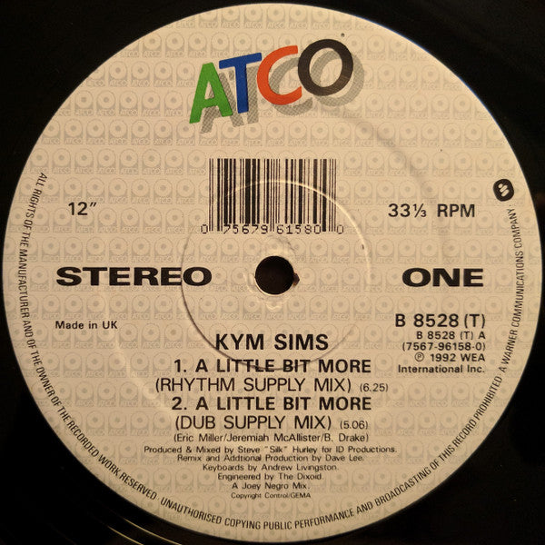 Kym Sims : A Little Bit More (12", Bro)