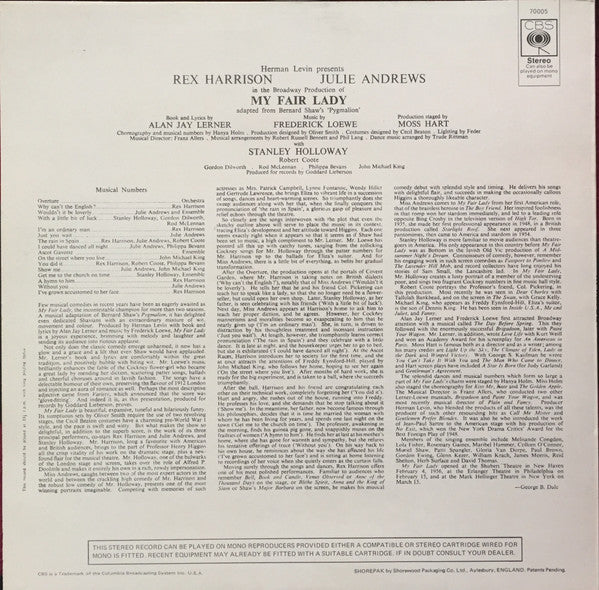 Rex Harrison And Julie Andrews With Stanley Holloway, Robert Coote, Betty Woolfe, Leonard Weir : My Fair Lady (LP, Album)