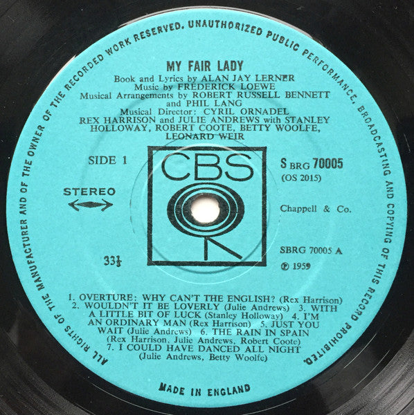 Rex Harrison And Julie Andrews With Stanley Holloway, Robert Coote, Betty Woolfe, Leonard Weir : My Fair Lady (LP, Album)