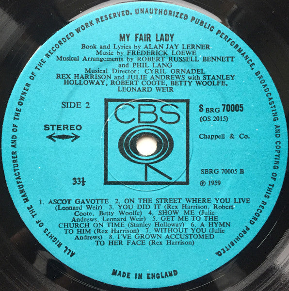 Rex Harrison And Julie Andrews With Stanley Holloway, Robert Coote, Betty Woolfe, Leonard Weir : My Fair Lady (LP, Album)