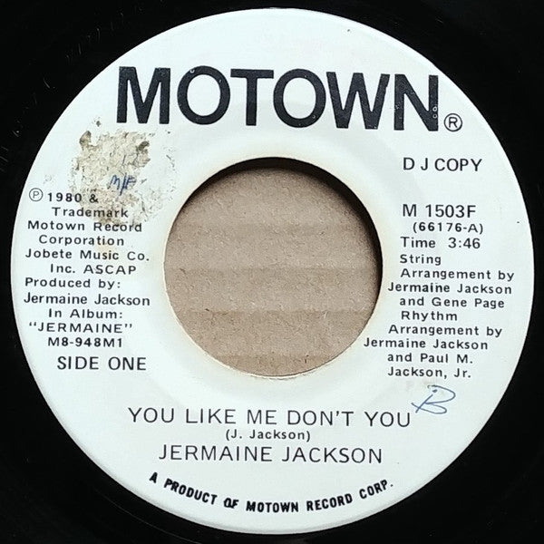 Jermaine Jackson : You Like Me Don't You (7", Single, Promo)