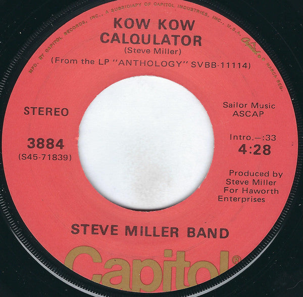 Steve Miller Band : Living In The U.S.A. (7", Single, Los)