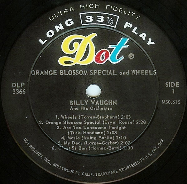 Billy Vaughn And His Orchestra : Wheels And Orange Blossom Special (LP, Album)