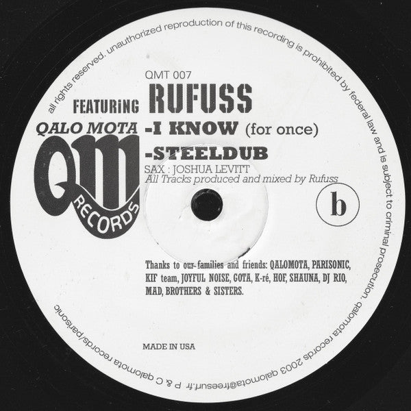 Qalomota Featuring Rufuss : Higher Together (12")