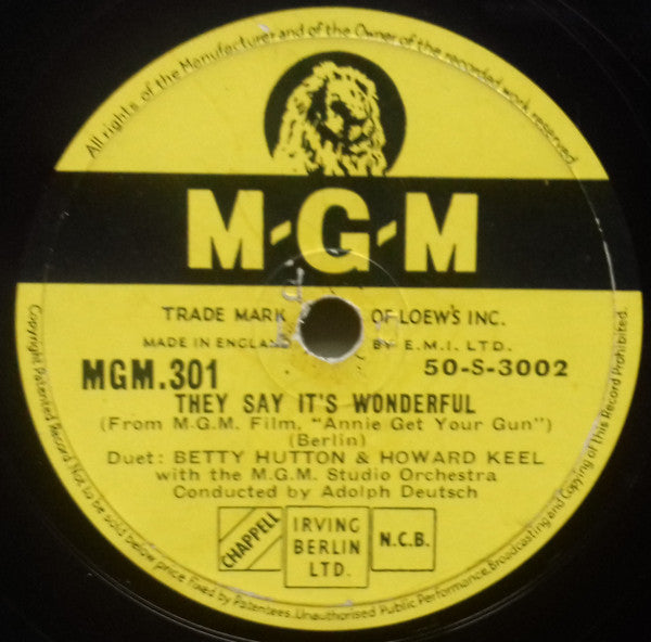 Betty Hutton & Howard Keel / Betty Hutton : They Say It's Wonderful / I've Got The Sun In The Morning (Shellac, 10")