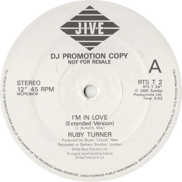 Ruby Turner : I'm In Love (12", Promo)