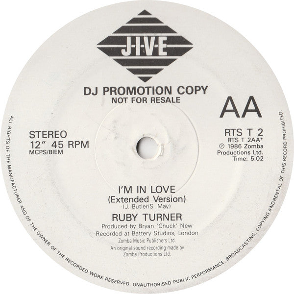 Ruby Turner : I'm In Love (12", Promo)