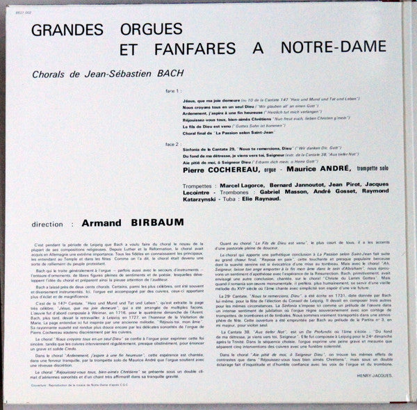 Pierre Cochereau, Maurice André : Grandes Orgues Et Fanfares A Notre Dame De Paris (LP, RE, Gat)