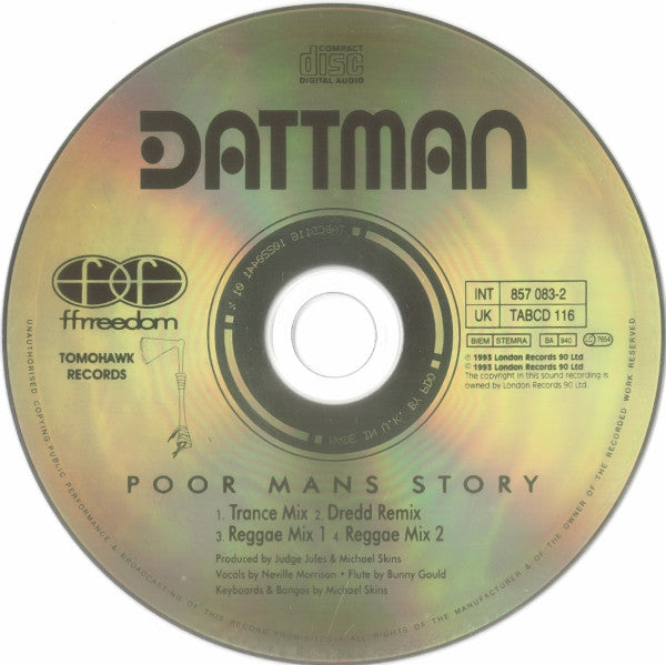 Dattman : Poor Mans Story (CD, Single)