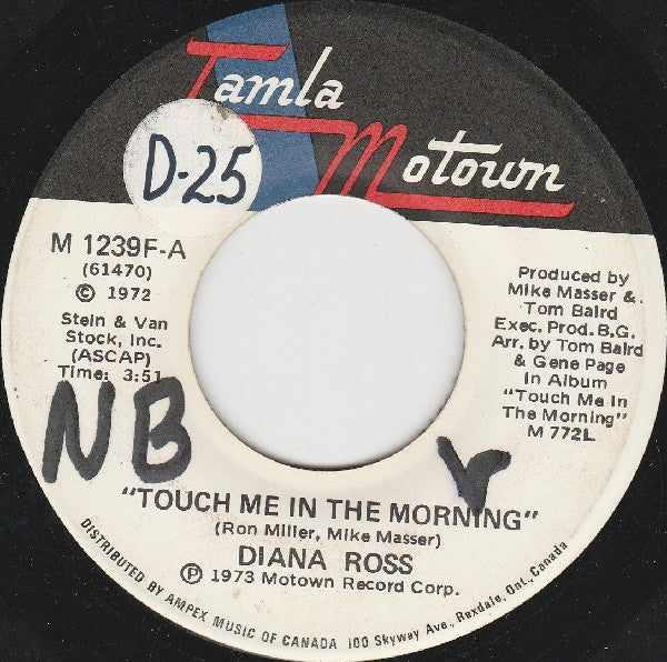 Diana Ross : Touch Me In The Morning  (7", Single)