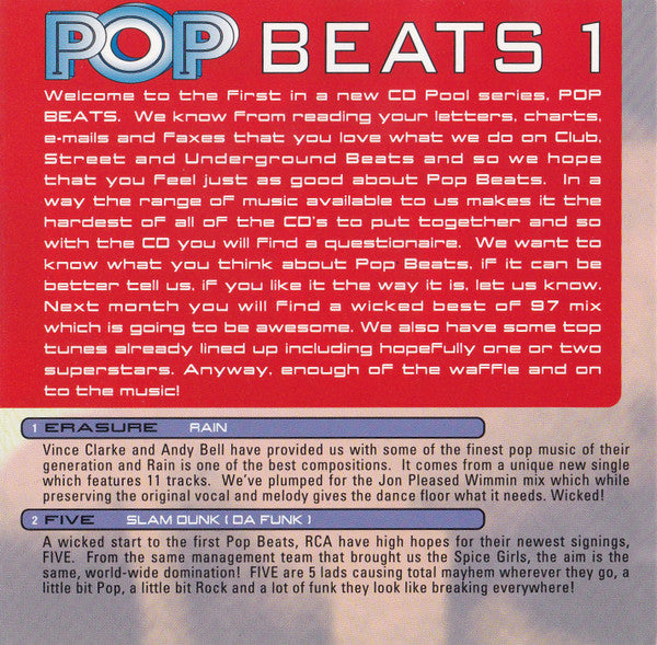Various : Pop Beats Volume 1 (CD, Comp, P/Mixed, Promo)