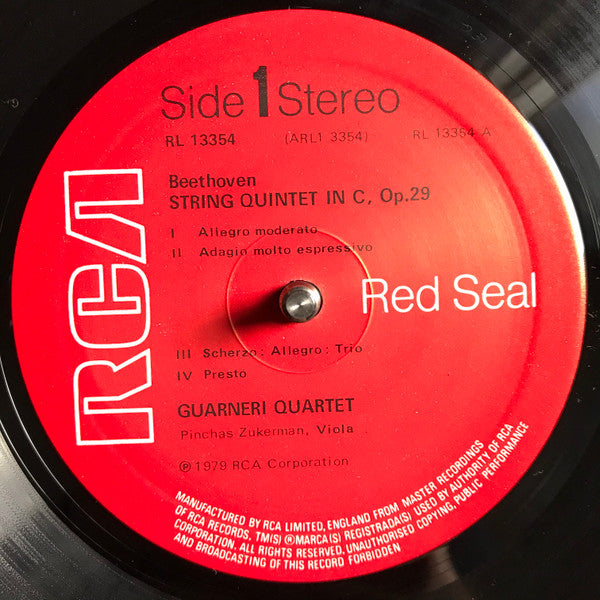 Guarneri Quartet With Pinchas Zukerman, Ludwig van Beethoven / Felix Mendelssohn-Bartholdy : Quintet In C, Op. 29 / Quintet In B Flat, Op. 87 (LP)