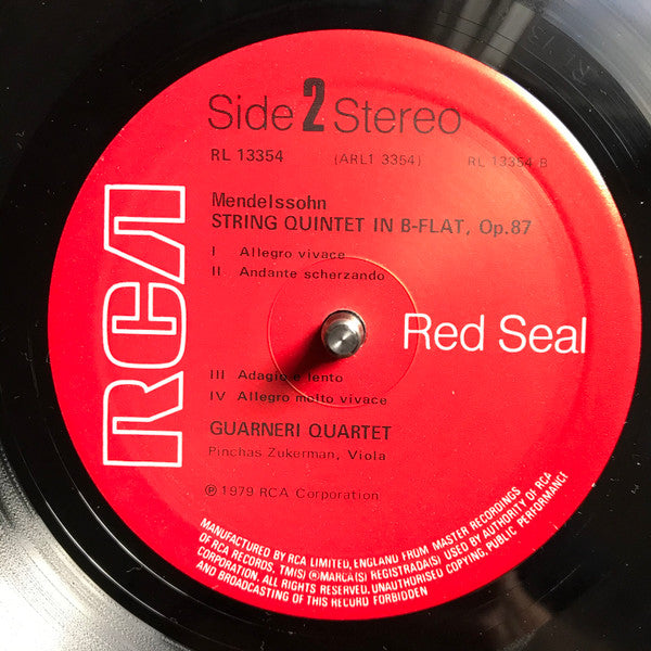 Guarneri Quartet With Pinchas Zukerman, Ludwig van Beethoven / Felix Mendelssohn-Bartholdy : Quintet In C, Op. 29 / Quintet In B Flat, Op. 87 (LP)