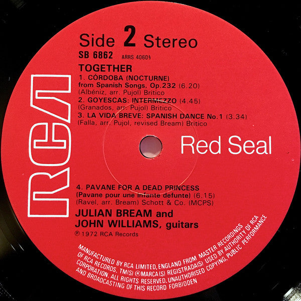 Julian Bream & John Williams (7) : Together (LP, Album, Gat)