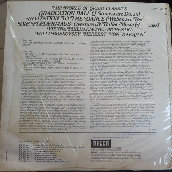 Willi Boskovsky, Herbert von Karajan, Wiener Philharmoniker : The World Of Great Classics (LP, Comp)