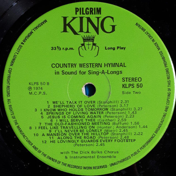Dick Bolks : Country Western Hymnal - In Sound For Sing-A-Long (LP, Album)
